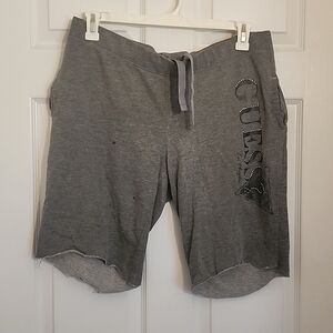 Gray Distressed "Guess" Sweat Shorts